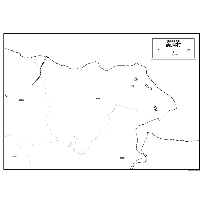 美浦村の白地図のサムネイル