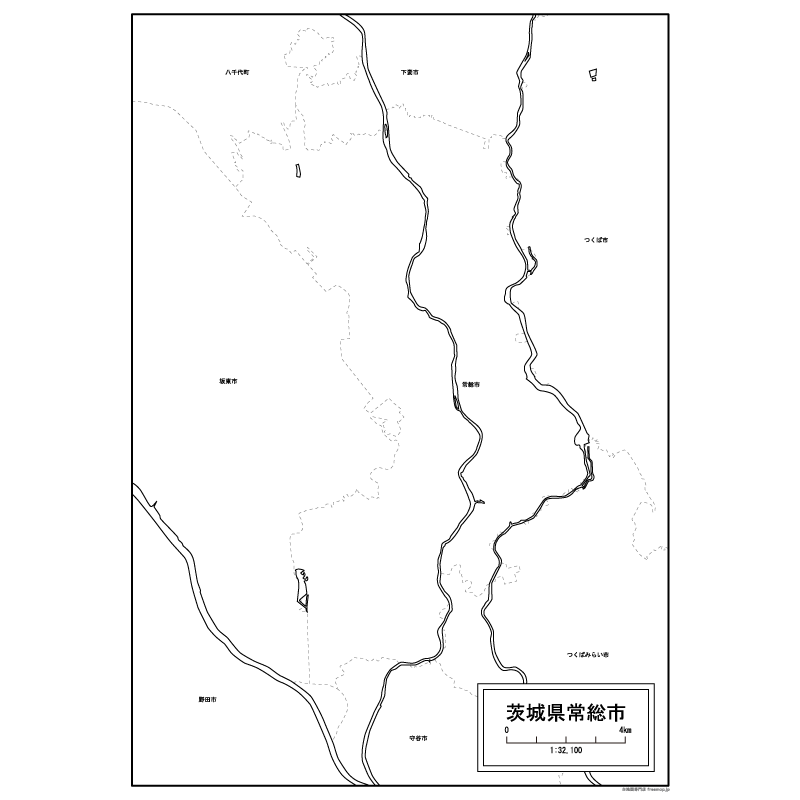 常総市の白地図のサムネイル