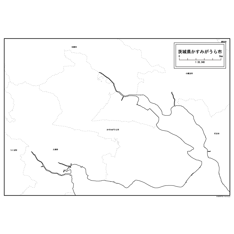 かすみがうら市の白地図のサムネイル