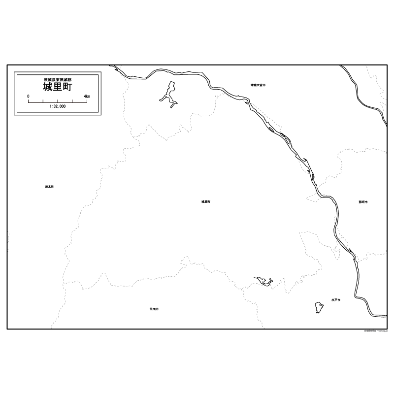 城里町の白地図のサムネイル