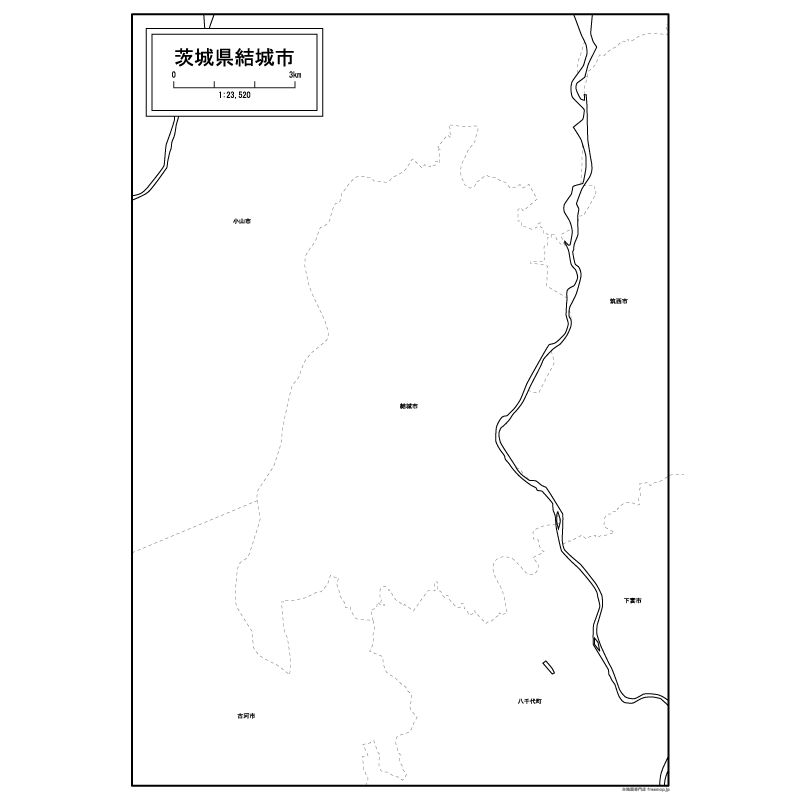 結城市の白地図のサムネイル