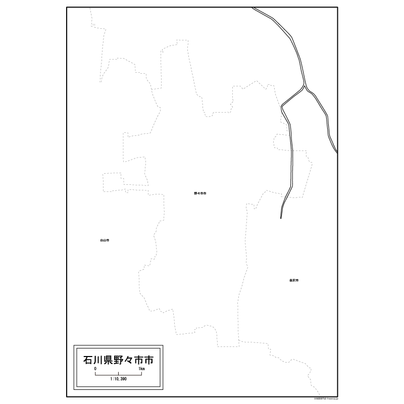 野々市市の白地図のサムネイル