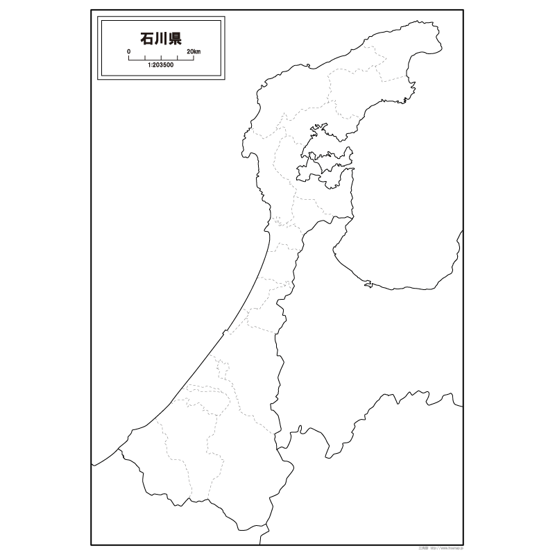 石川県の白地図のサムネイル
