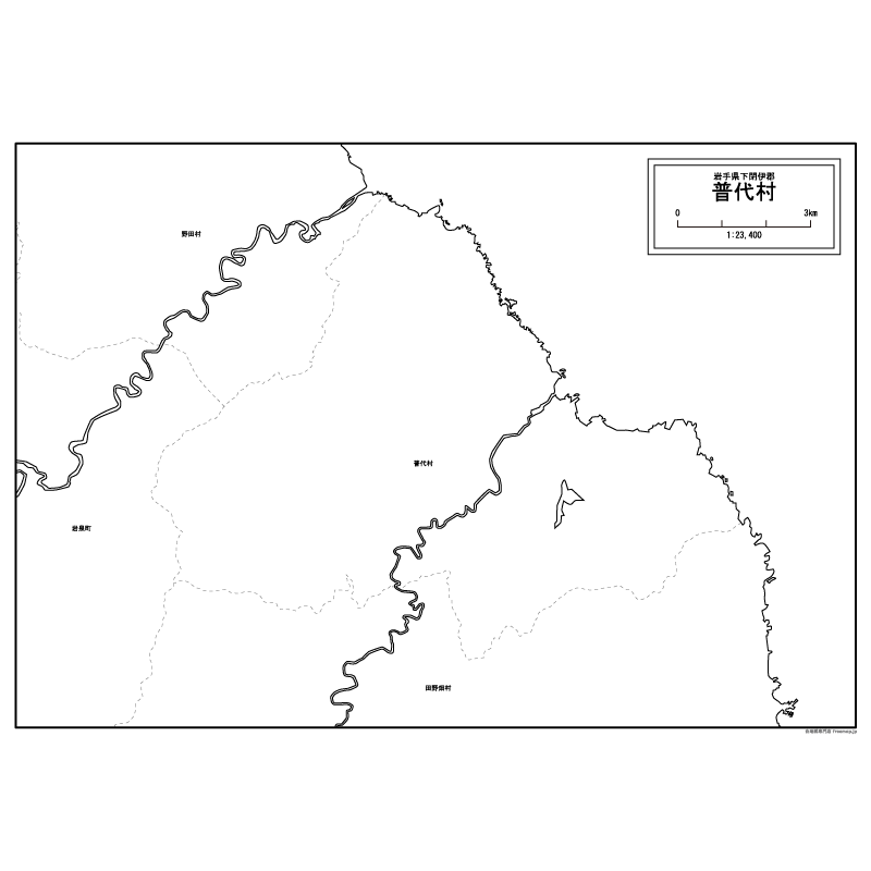 普代村の白地図のサムネイル