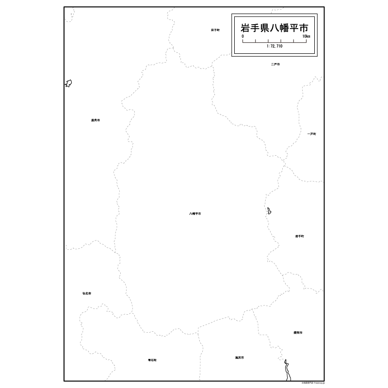 八幡平市の白地図のサムネイル