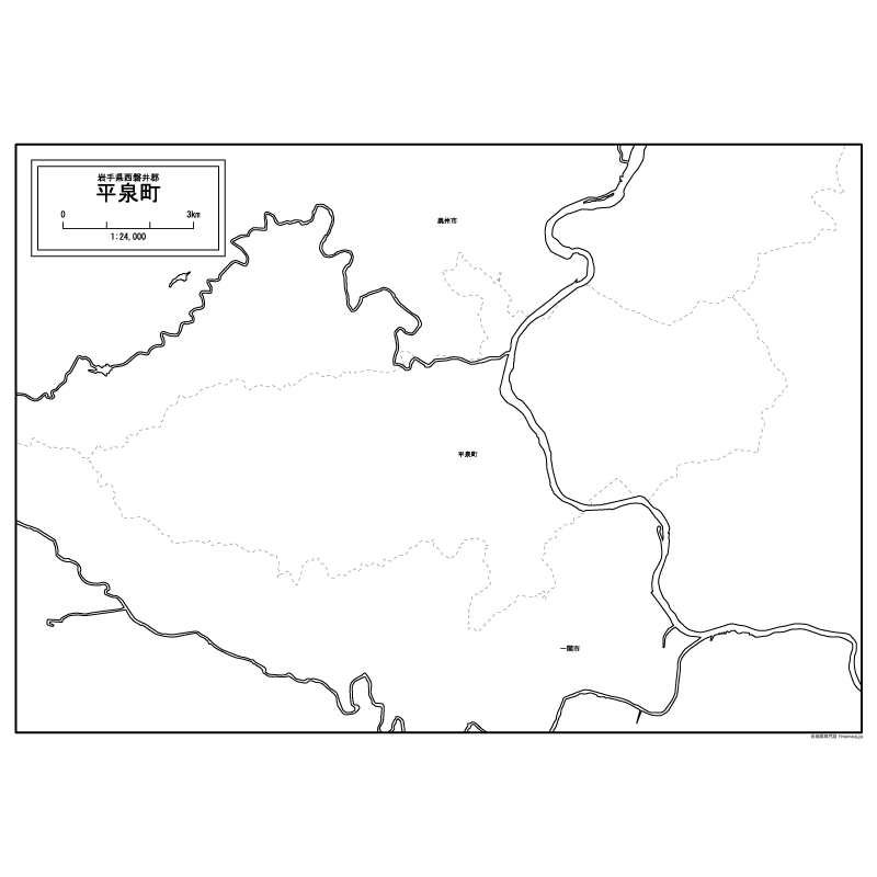 平泉町の白地図のサムネイル