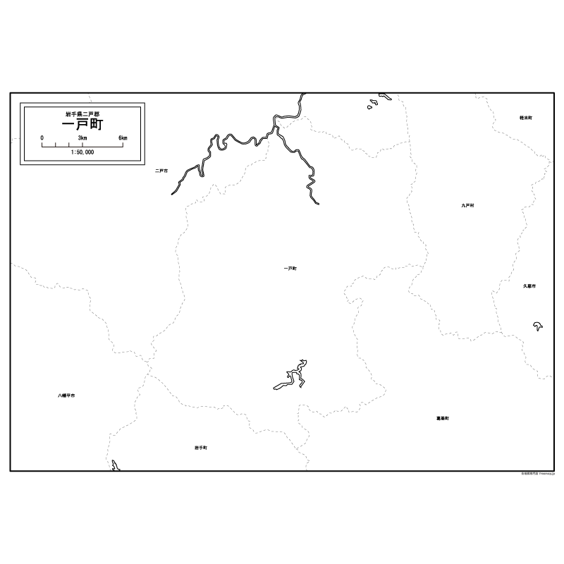 一戸町の白地図のサムネイル