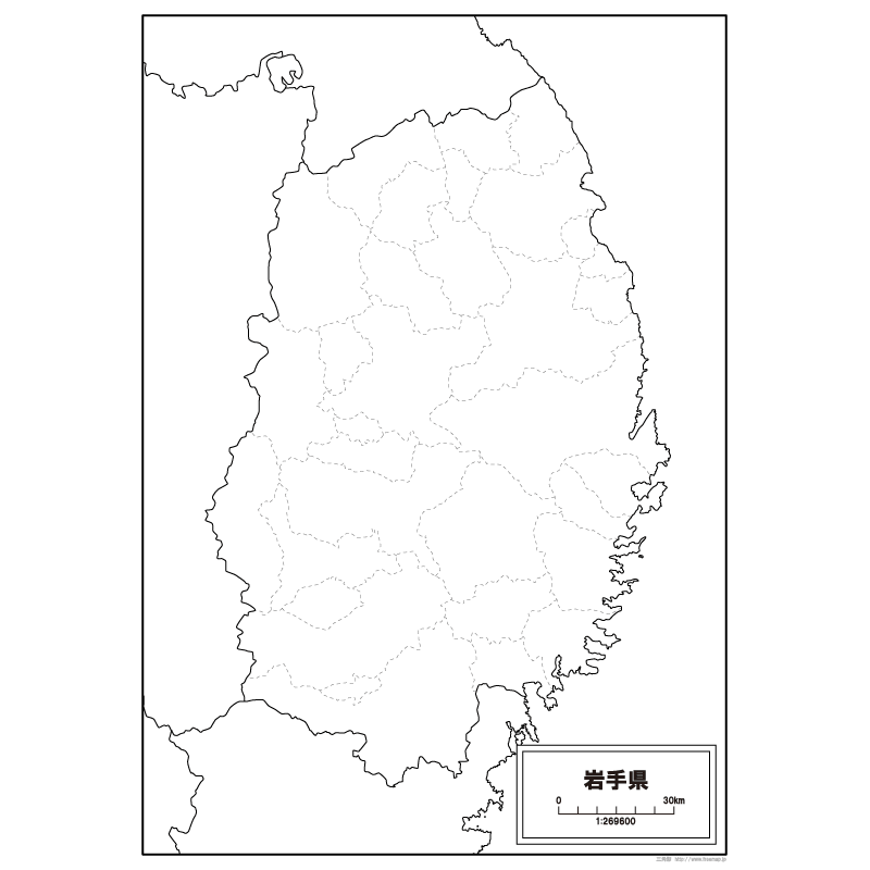 岩手県の白地図のサムネイル