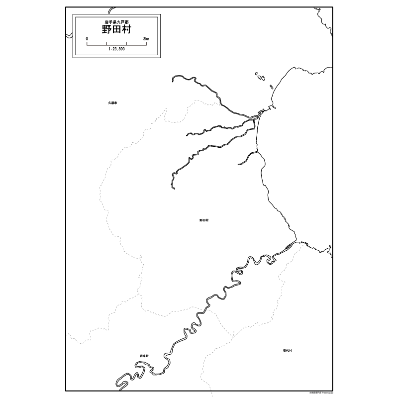 野田村の白地図のサムネイル