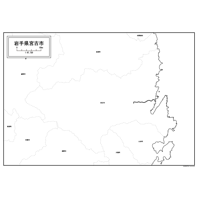 宮古市の白地図のサムネイル