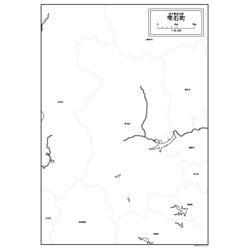 雫石町の白地図のサムネイル