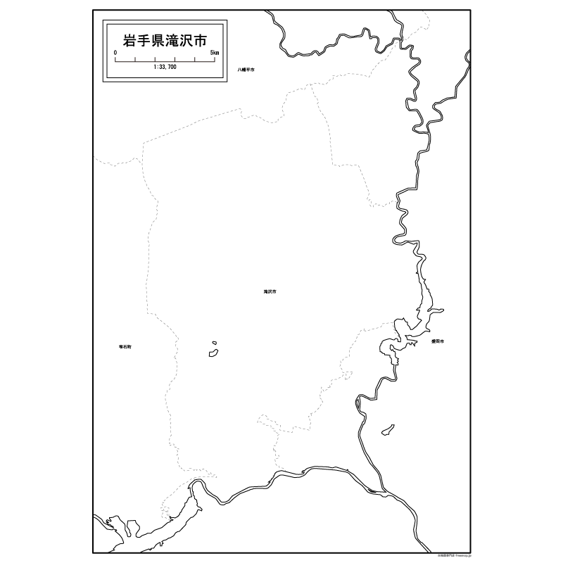 滝沢市の白地図のサムネイル