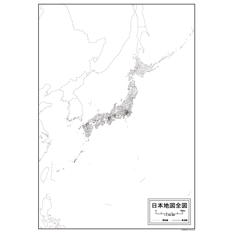 日本地図全図の白地図のサムネイル