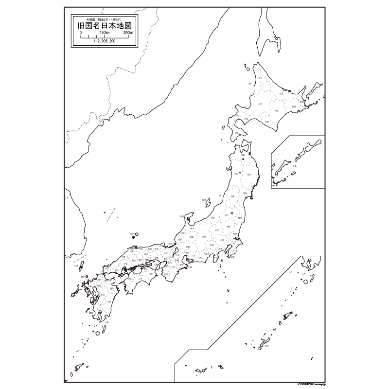 古地図（日本地図）の白地図のサムネイル