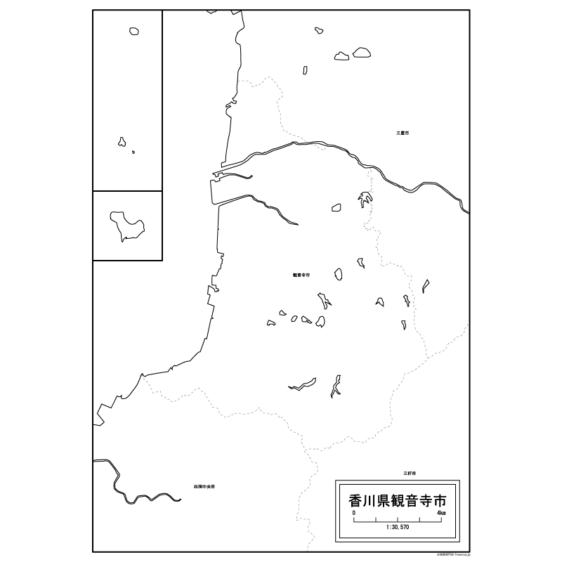 観音寺市の白地図のサムネイル