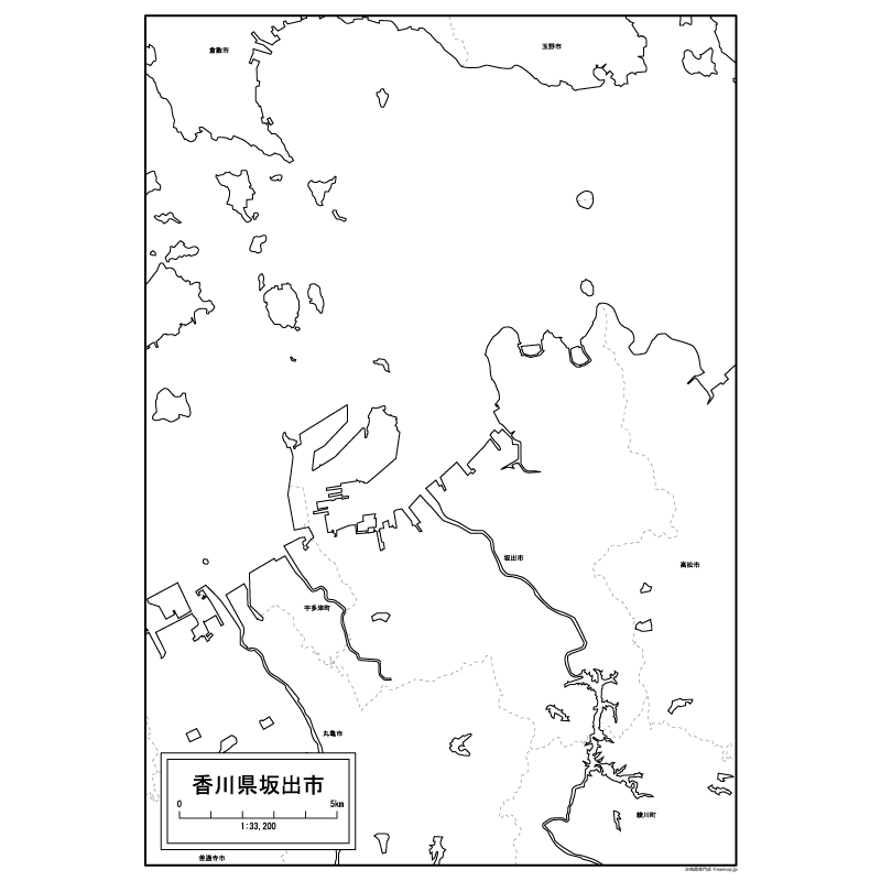 坂出市の白地図のサムネイル