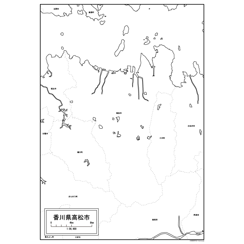 高松市の白地図のサムネイル