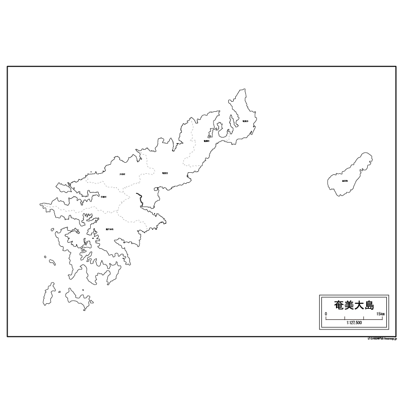奄美大島の白地図のサムネイル