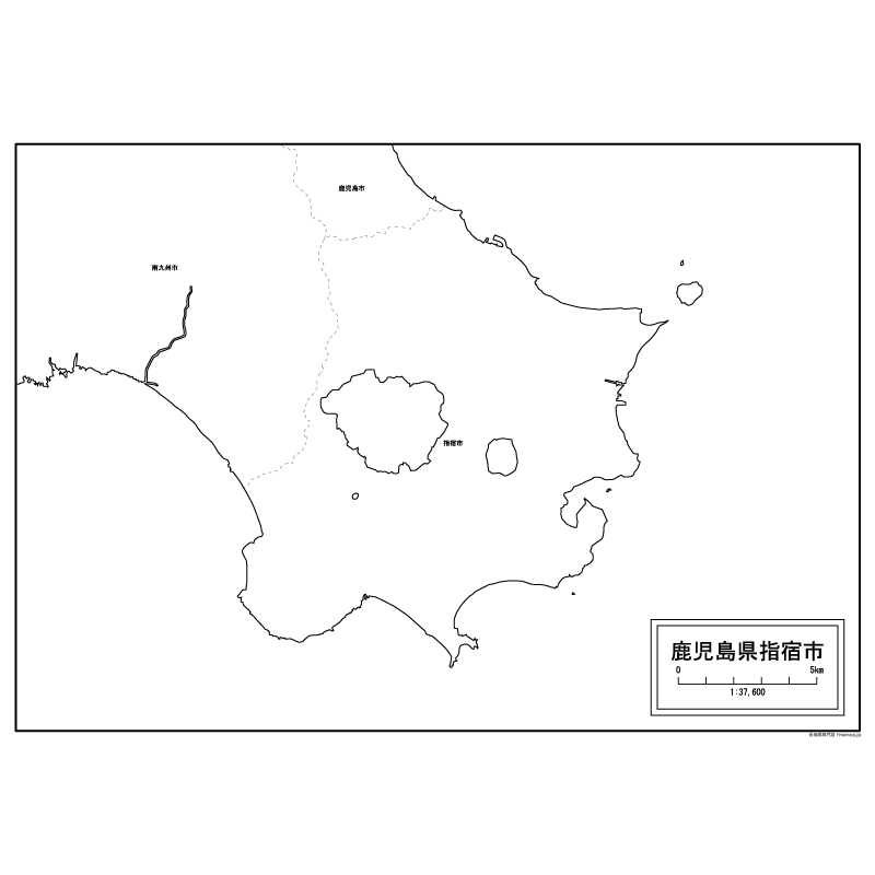 指宿市の白地図のサムネイル