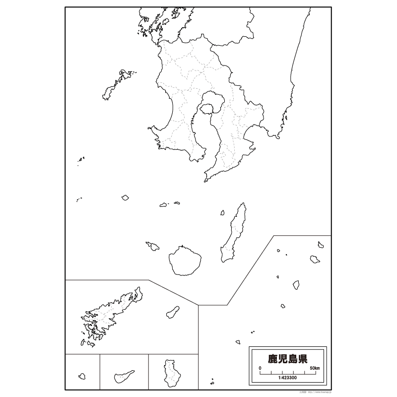 鹿児島県その2の白地図を無料ダウンロード 白地図専門店