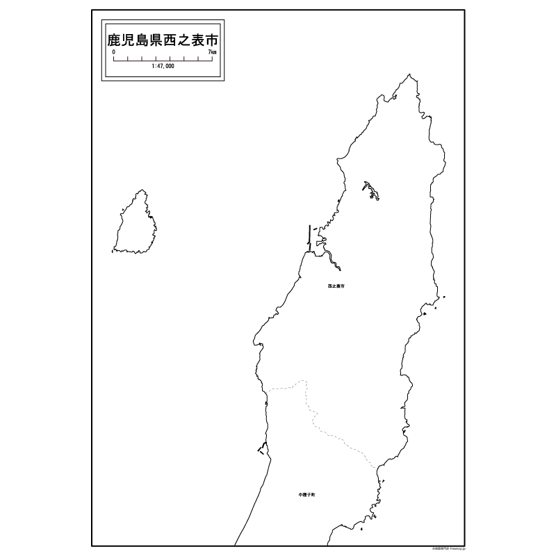 西之表市の白地図のサムネイル