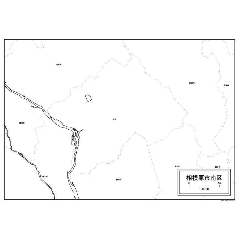 相模原市南区の白地図のサムネイル