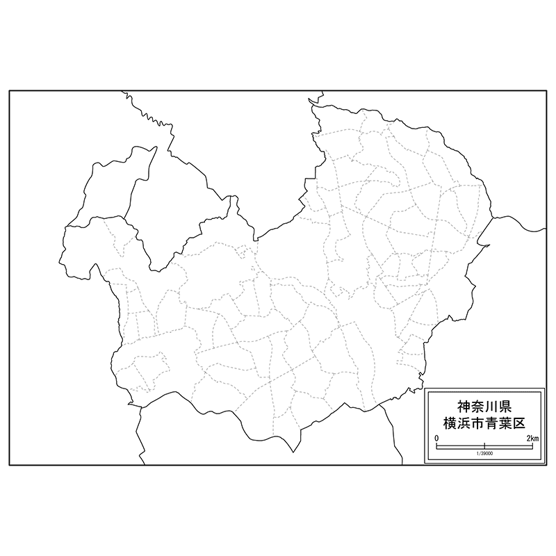 横浜市青葉区の白地図 白地図専門店