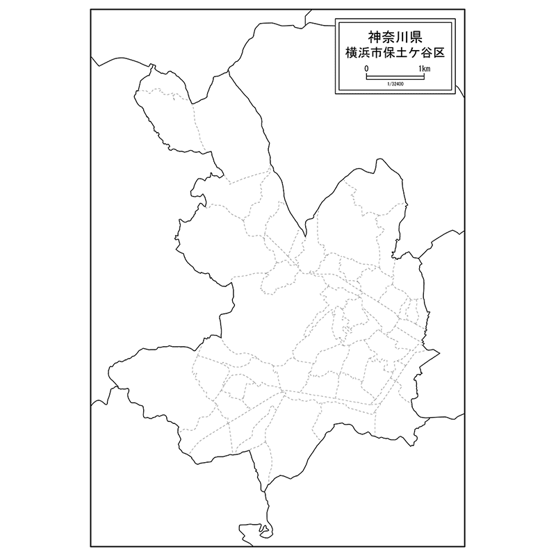横浜市保土ケ谷区の白地図のサムネイル