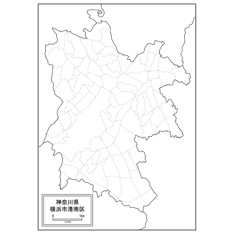 横浜市港南区の白地図のサムネイル
