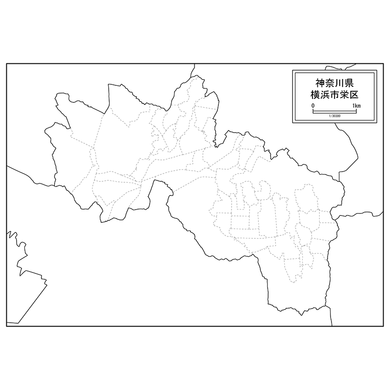 横浜市栄区の白地図のサムネイル