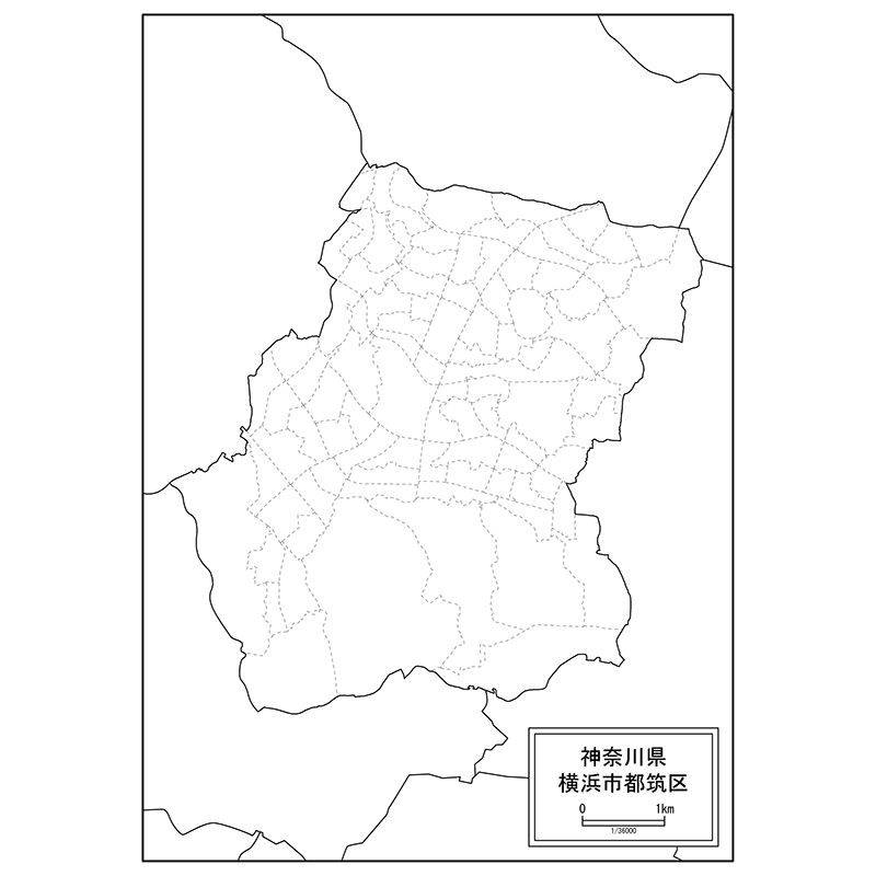 横浜市都筑区の白地図のサムネイル