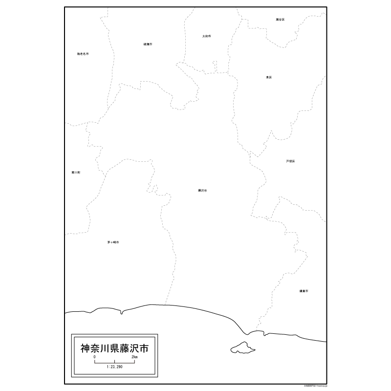 藤沢市の白地図のサムネイル
