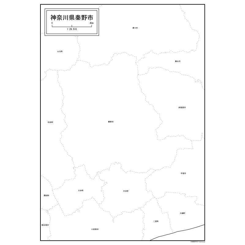 秦野市の白地図のサムネイル
