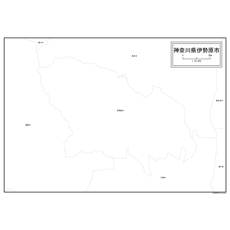 伊勢原市の白地図のサムネイル