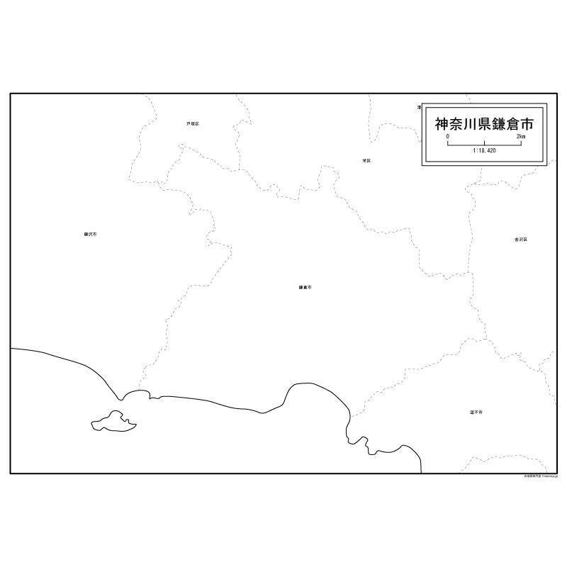 鎌倉市の白地図のサムネイル