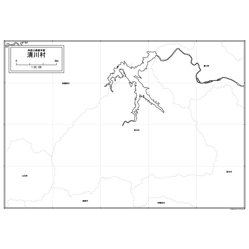 清川村の白地図のサムネイル