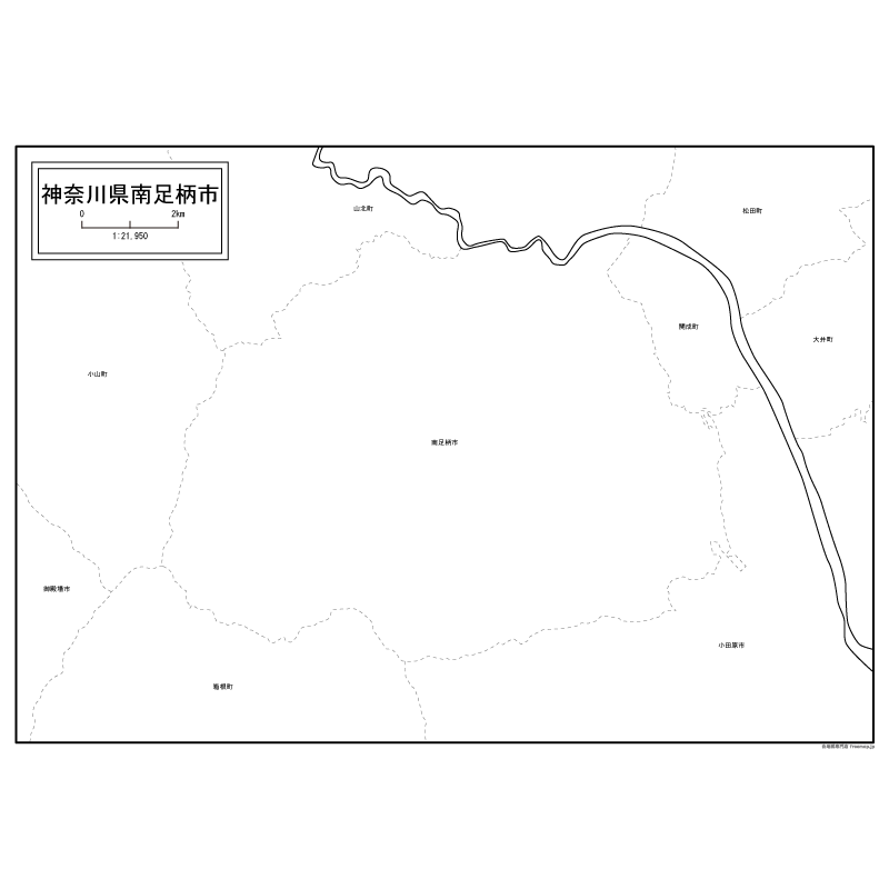 南足柄市の白地図のサムネイル