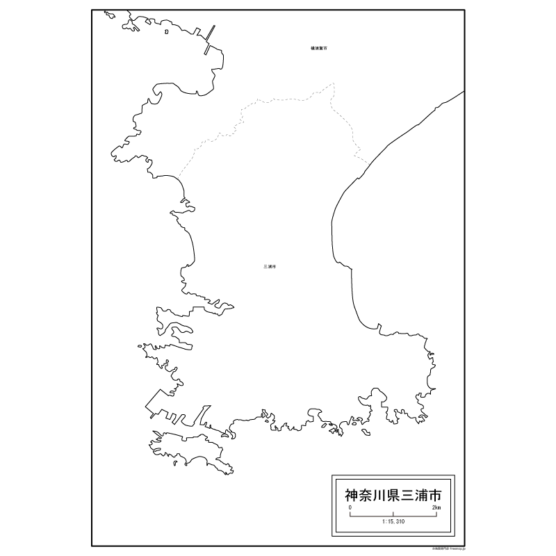 三浦市の白地図のサムネイル
