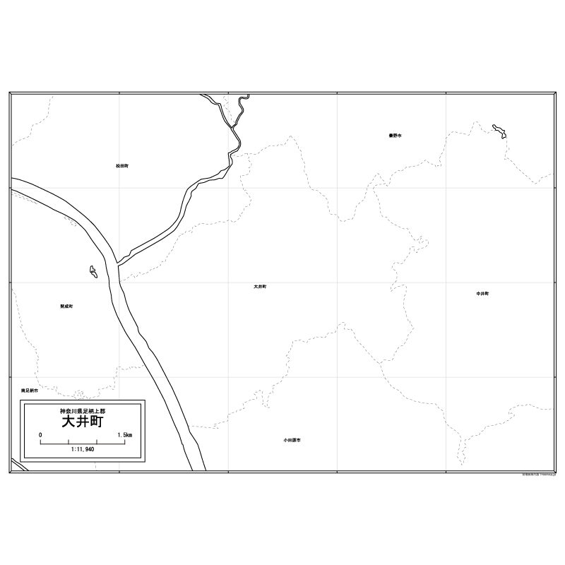 大井町の白地図のサムネイル
