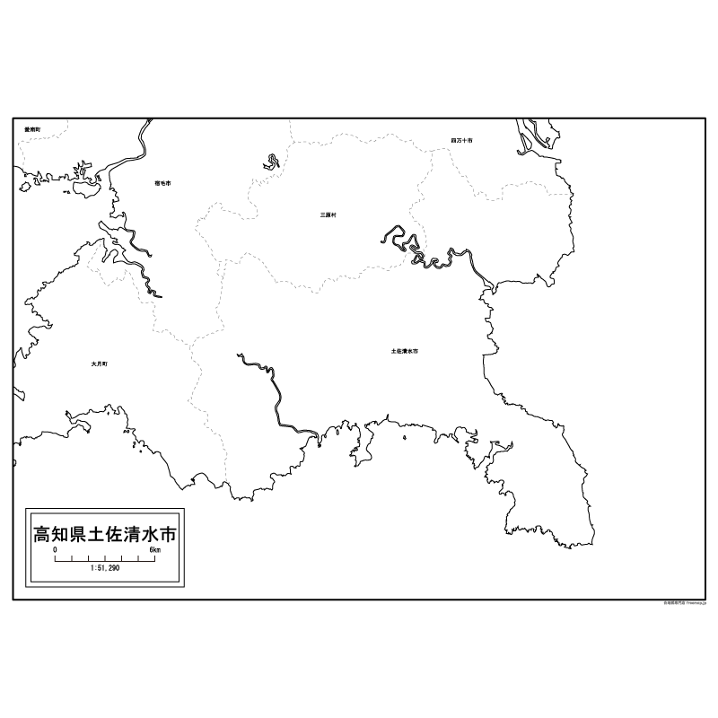 土佐清水市の白地図のサムネイル
