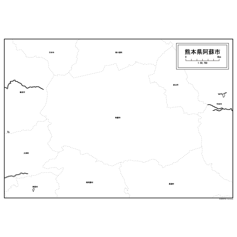 阿蘇市の白地図のサムネイル