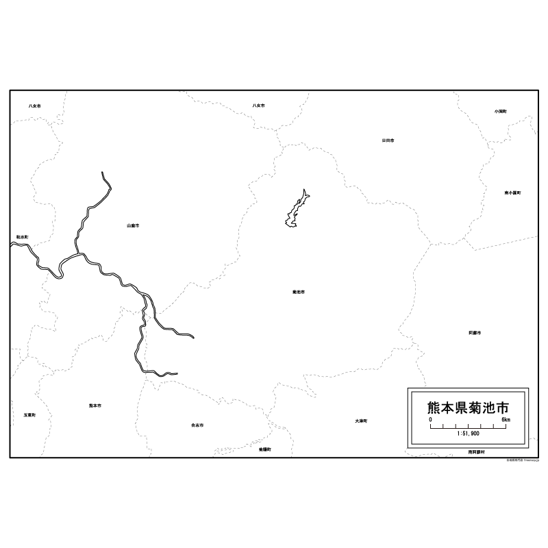 菊池市の白地図のサムネイル