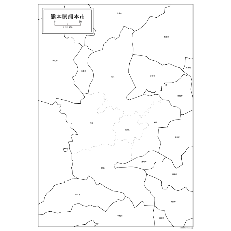 熊本市の白地図を無料ダウンロード 白地図専門店