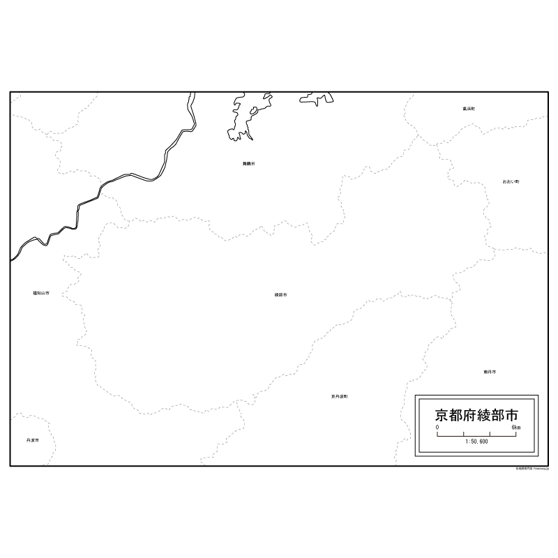 綾部市の白地図のサムネイル
