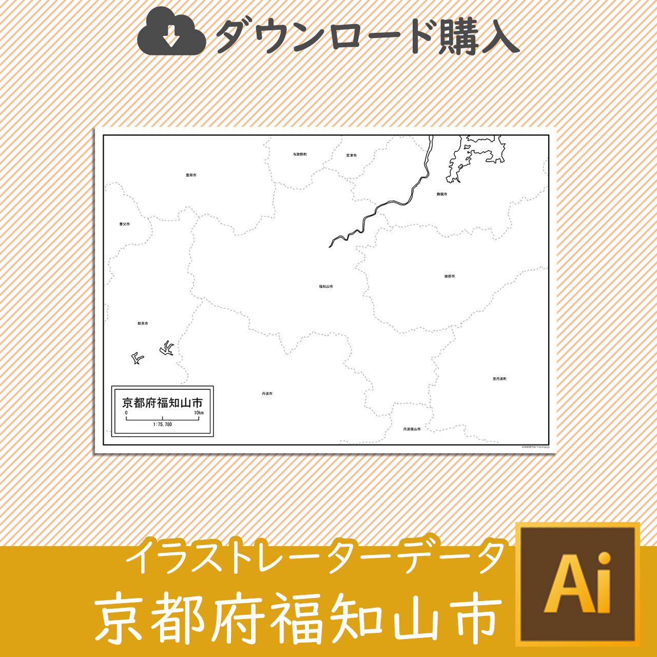 福知山市の白地図のサムネイル