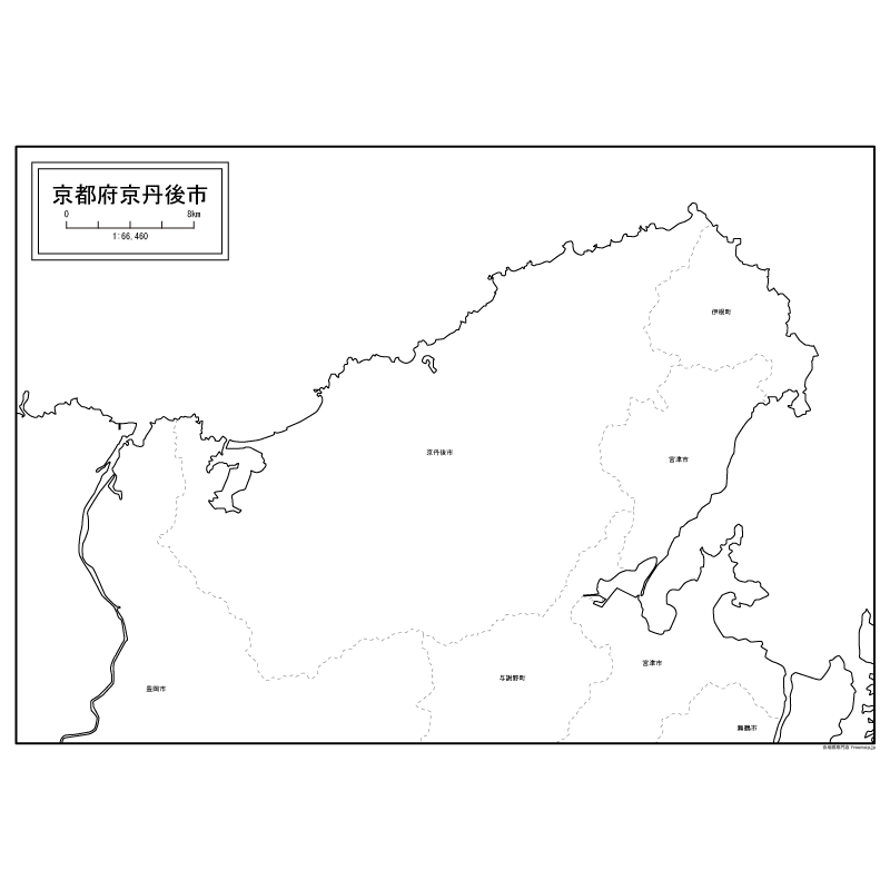 京丹後市の白地図のサムネイル