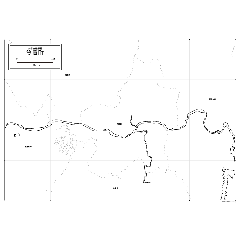 笠置町の白地図のサムネイル