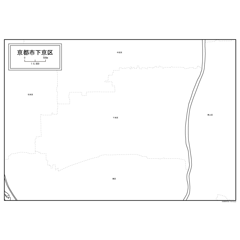 京都市下京区の白地図のサムネイル