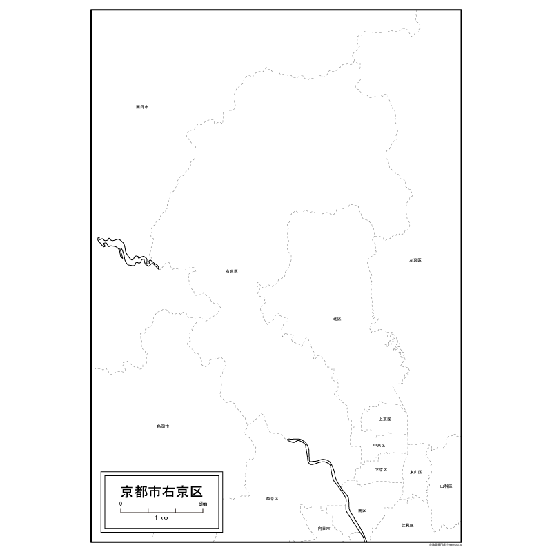 京都市右京区の白地図 白地図専門店