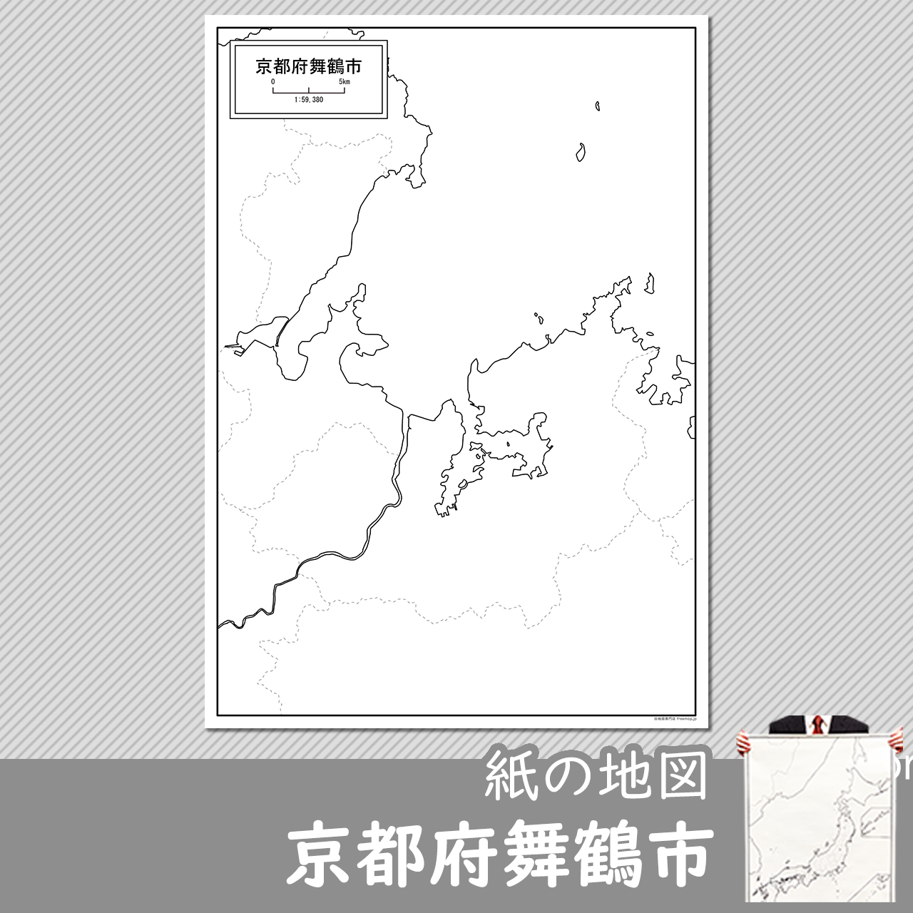 舞鶴市の紙の白地図のサムネイル